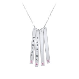 Multi Vertical Birthstone Bar Pendant - 4 Bar