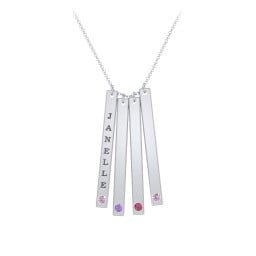 Multi Vertical Birthstone Bar Pendant - 4 Bar