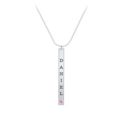 Multi Vertical Birthstone Bar Pendant - 1 Bar in 925 Sterling Silver with Pink Tourmaline, Amethyst, Red Premium Zirconia, and Fancy Pink Premium Zirconia