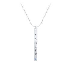 Multi Vertical Birthstone Bar Pendant - 1 Bar – 10K Rose Gold with Blue Topaz