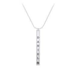 Multi Vertical Birthstone Bar Pendant - 1 Bar in 925 Sterling Silver with Smokey Quartz, Amethyst, Red Premium Zirconia, and Fancy Pink Premium Zirconia
