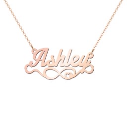 Stylized Name Necklace in 10K Solid Rose Gold