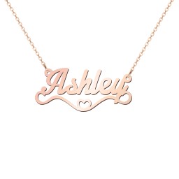 Stylized Name Necklace in 10K Solid Rose Gold
