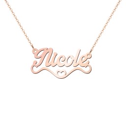 Stylized Name Necklace in 10K Solid Rose Gold