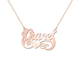 Lots of Love Name Necklace in 10K Solid Rose Gold with Diamond