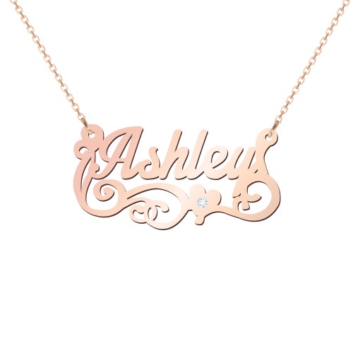 Lots of Love Name Necklace – 10K Rose Gold with Diamond