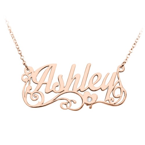Lots of Love Name Necklace – 10K Rose Gold with White Premium Zirconia
