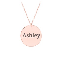 Charmed Name Disc Pendant in 10K Solid Rose Gold with Ruby, Amethyst Premium Zirconia, Blue Sapphire, and Blue Topaz