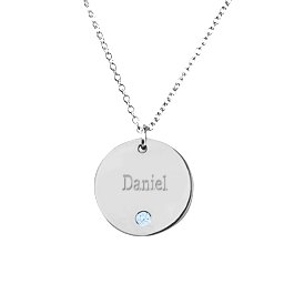 Birthstone Name Disc Pendant