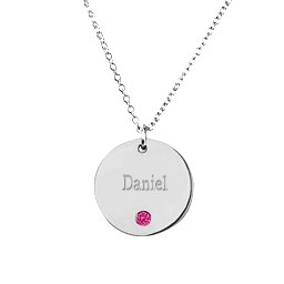 Birthstone Name Disc Pendant