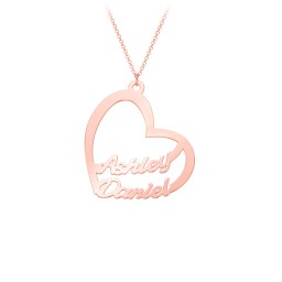 Written With Love Heart Name Necklace in 10K Solid Rose Gold