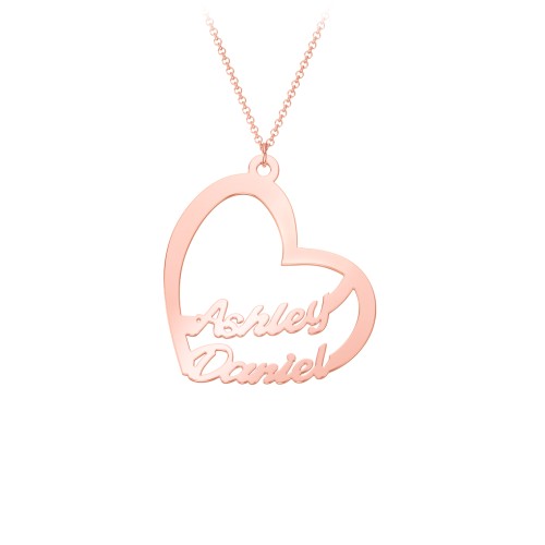 Written With Love Heart Name Necklace – 10K Rose Gold