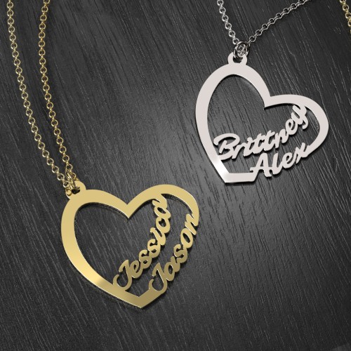 Written With Love Heart Name Necklace – Sterling Silver