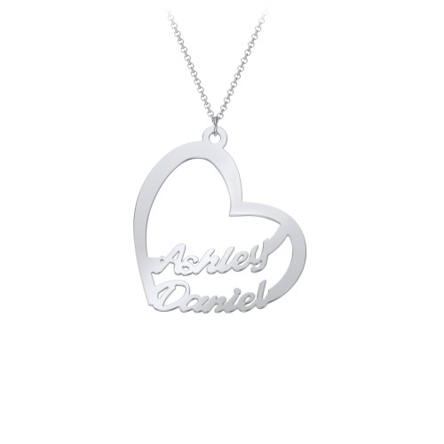 Written With Love Heart Name Necklace – Sterling Silver