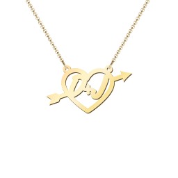 First Love Initial Heart Necklace in 18K Gold Plated Silver