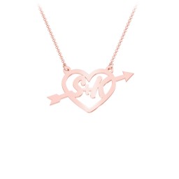 First Love Initial Heart Necklace in 10K Solid Rose Gold