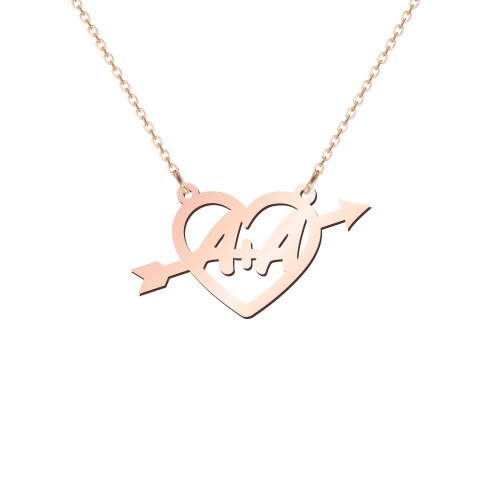 First Love Initial Heart Necklace – 10K Rose Gold