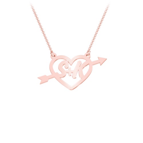 First Love Initial Heart Necklace – 10K Rose Gold