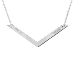 V Is For Valentine Engravable Necklace in 925 Sterling Silver