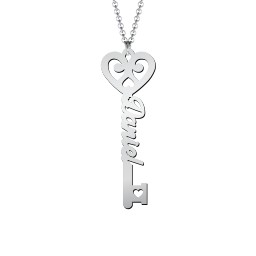 Key To True Love Name Necklace in 925 Sterling Silver