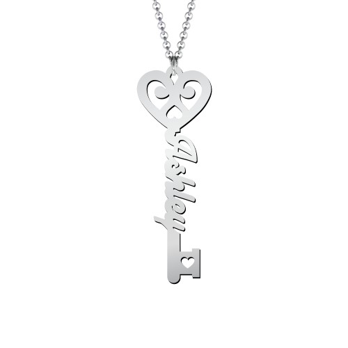 Key To True Love Name Necklace – Sterling Silver