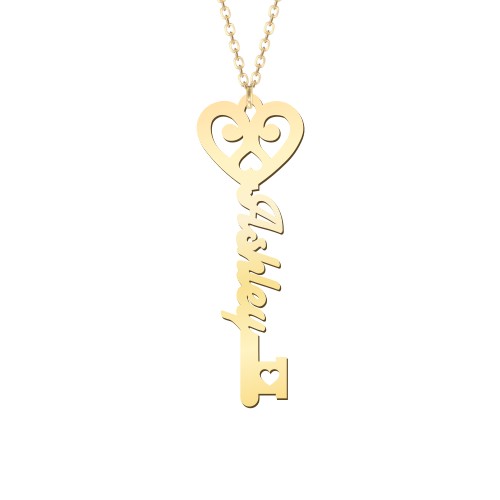 Key To True Love Name Necklace – 10K Yellow Gold