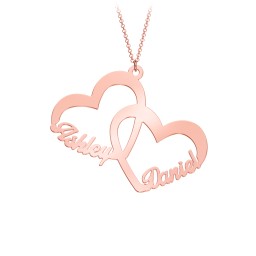 Interlocked In Love Heart Name Necklace in 10K Solid Rose Gold