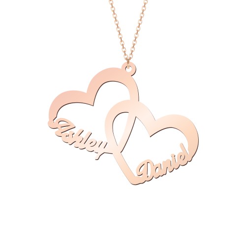 Interlocked In Love Heart Name Necklace – 10K Rose Gold