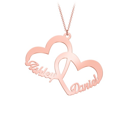 Interlocked In Love Heart Name Necklace – 10K Rose Gold