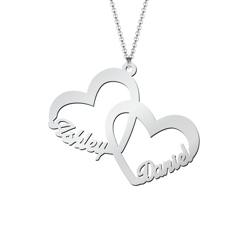 Interlocked In Love Heart Name Necklace – Sterling Silver