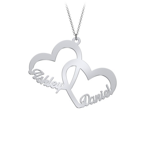Interlocked In Love Heart Name Necklace – Sterling Silver