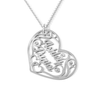 Fancy Filigree Heart Name Necklace