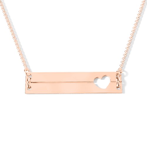 Raising The Bar Engravable Double Bar Necklace with Heart Cutout – 10K Rose Gold