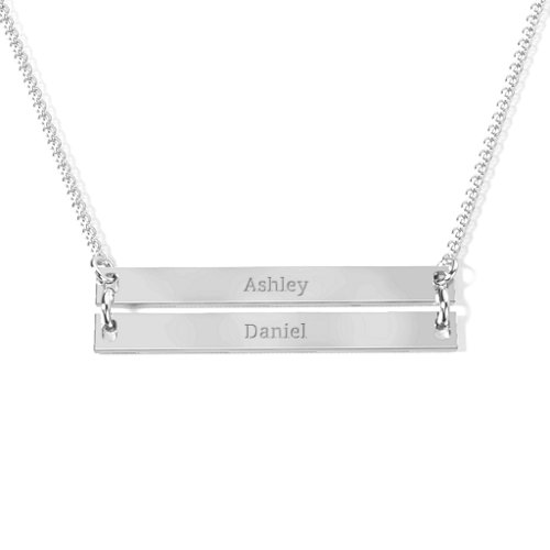 Raising The Bar Engravable Double Bar Necklace – Sterling Silver
