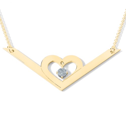 Secret Admirer Engravable Heart Necklace – 10K Yellow Gold with Cubic Zirconia