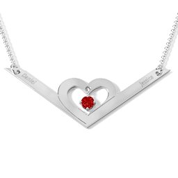 Secret Admirer Engravable Heart Necklace in 925 Sterling Silver with Garnet