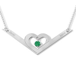 Secret Admirer Engravable Heart Necklace in 925 Sterling Silver with Emerald
