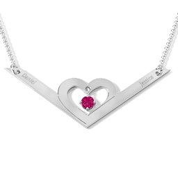 Secret Admirer Engravable Heart Necklace in 925 Sterling Silver with Ruby