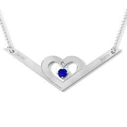 Secret Admirer Engravable Heart Necklace in 925 Sterling Silver with Blue Sapphire