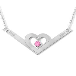 Secret Admirer Engravable Heart Necklace in 925 Sterling Silver with Pink Tourmaline