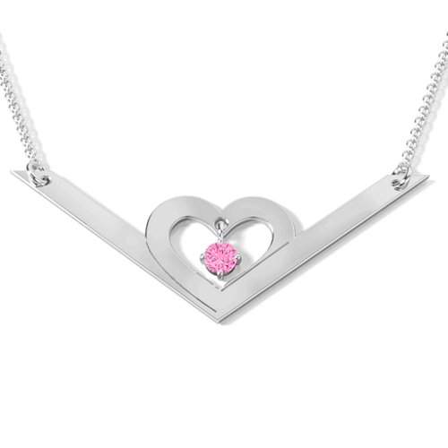 Secret Admirer Engravable Heart Necklace – Sterling Silver with Pink Tourmaline