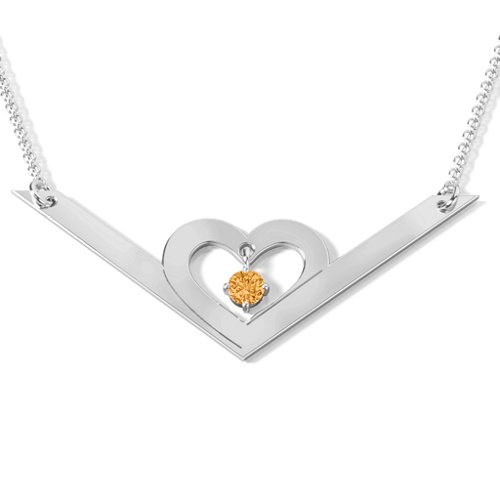 Secret Admirer Engravable Heart Necklace – Sterling Silver with Citrine