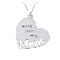 Marvelous Mom Engravable Heart Necklace in 925 Sterling Silver