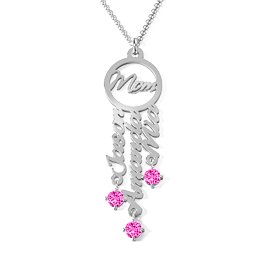 A Mother's Dream Name Necklace in 925 Sterling Silver with Pink Tourmaline