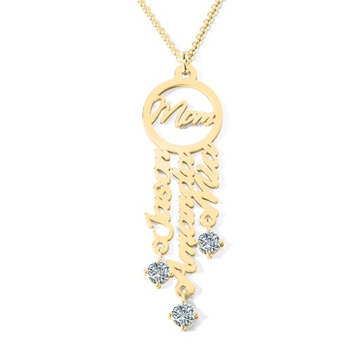 A Mother's Dream Name Necklace – 10K Yellow Gold with Cubic Zirconia