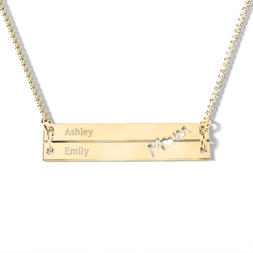 Made For Mom Double Bar Necklace – 10K Yellow Gold