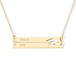 Engravable Double Bar Graduation Cap Necklace