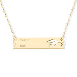 Engravable Double Bar Graduation Cap Necklace
