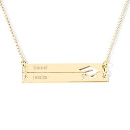 Engravable Double Bar Graduation Cap Necklace