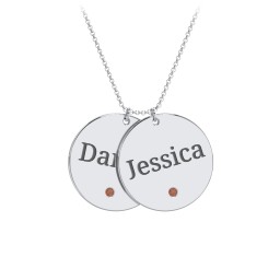 Engravable 2 Disc Pendant with Birthstone in 925 Sterling Silver